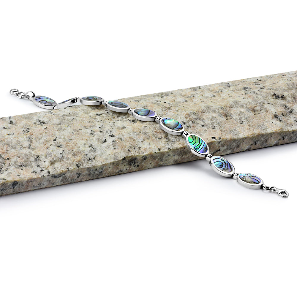Abalone Shell Oval links Sterling Silver Bracelet