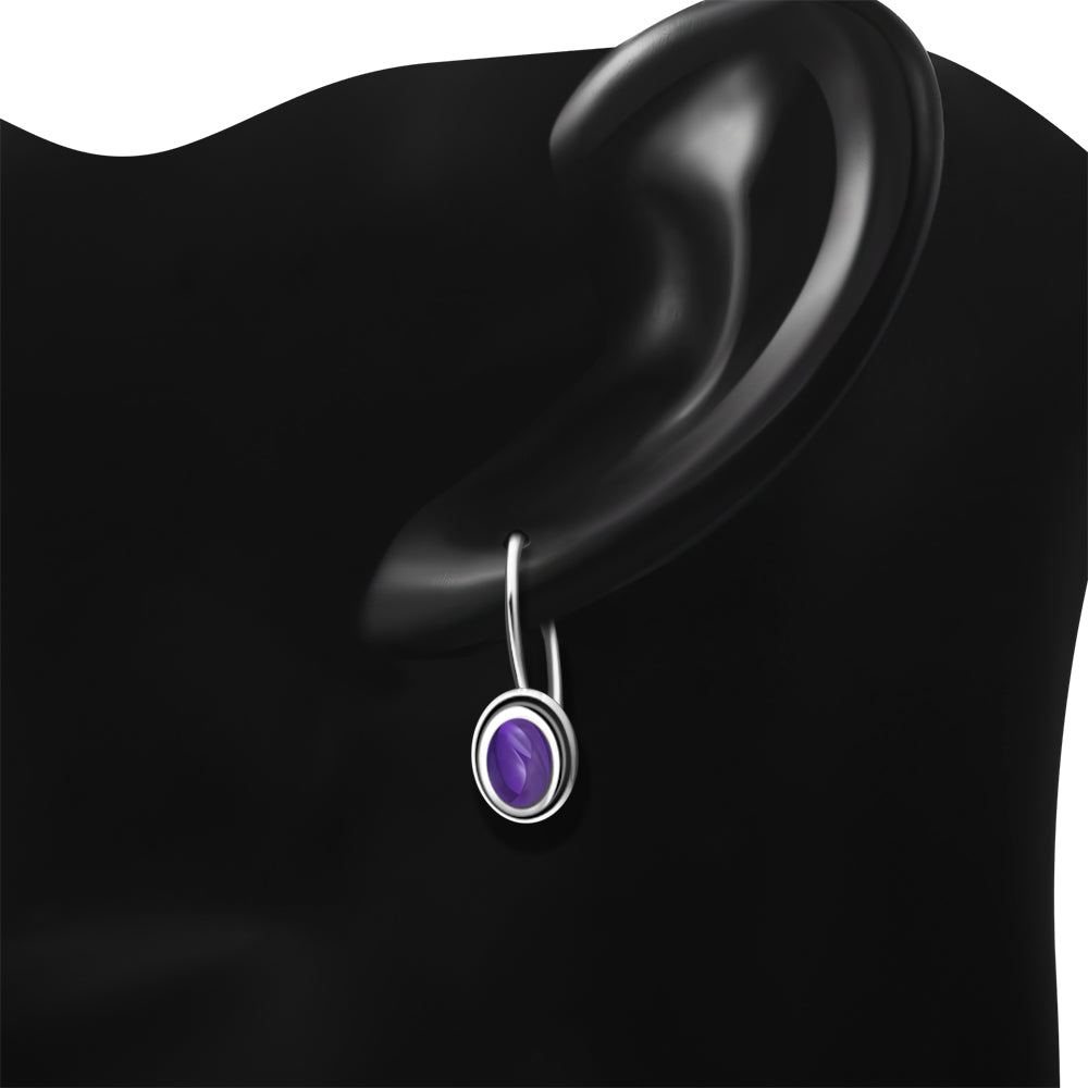 Amethyst Stone Silver Earrings