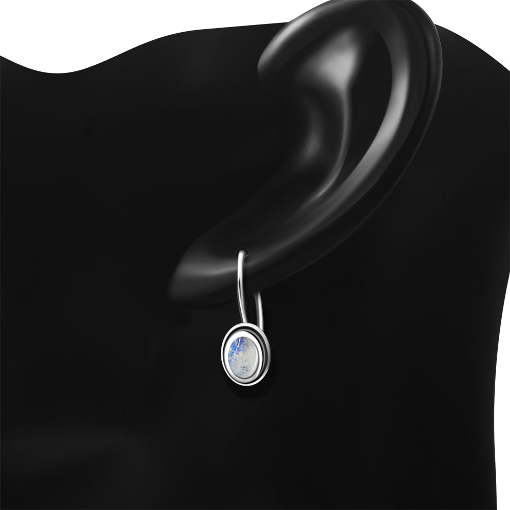 Rainbow Moonstone Silver Earrings