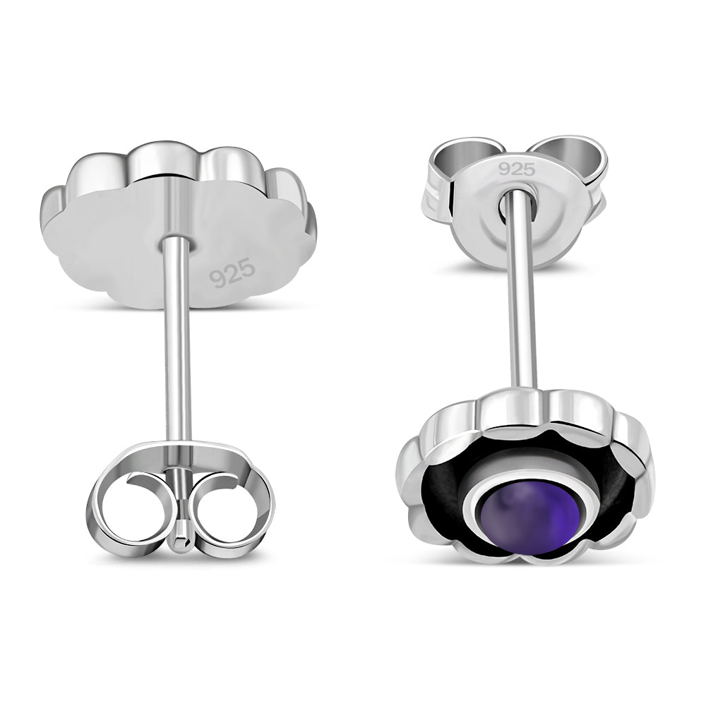 Amethyst Stone Sterling Silver Stud Earrings