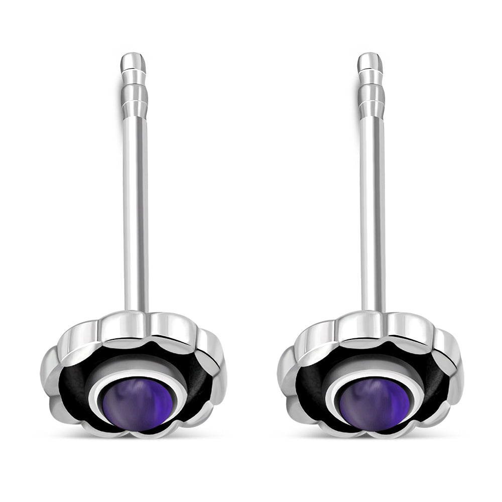 Amethyst Stone Sterling Silver Stud Earrings