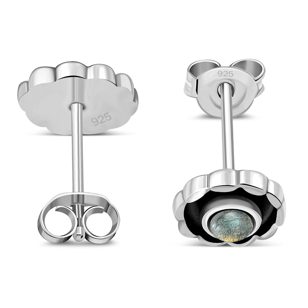 Labradorite stone Sterling Silver Stud Earrings