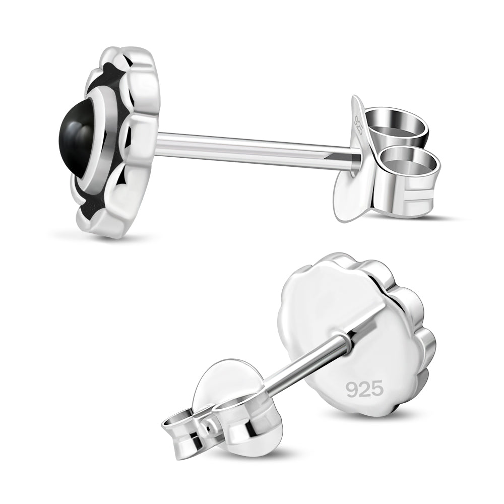 Black Onyx Sterling Silver Stud Earrings