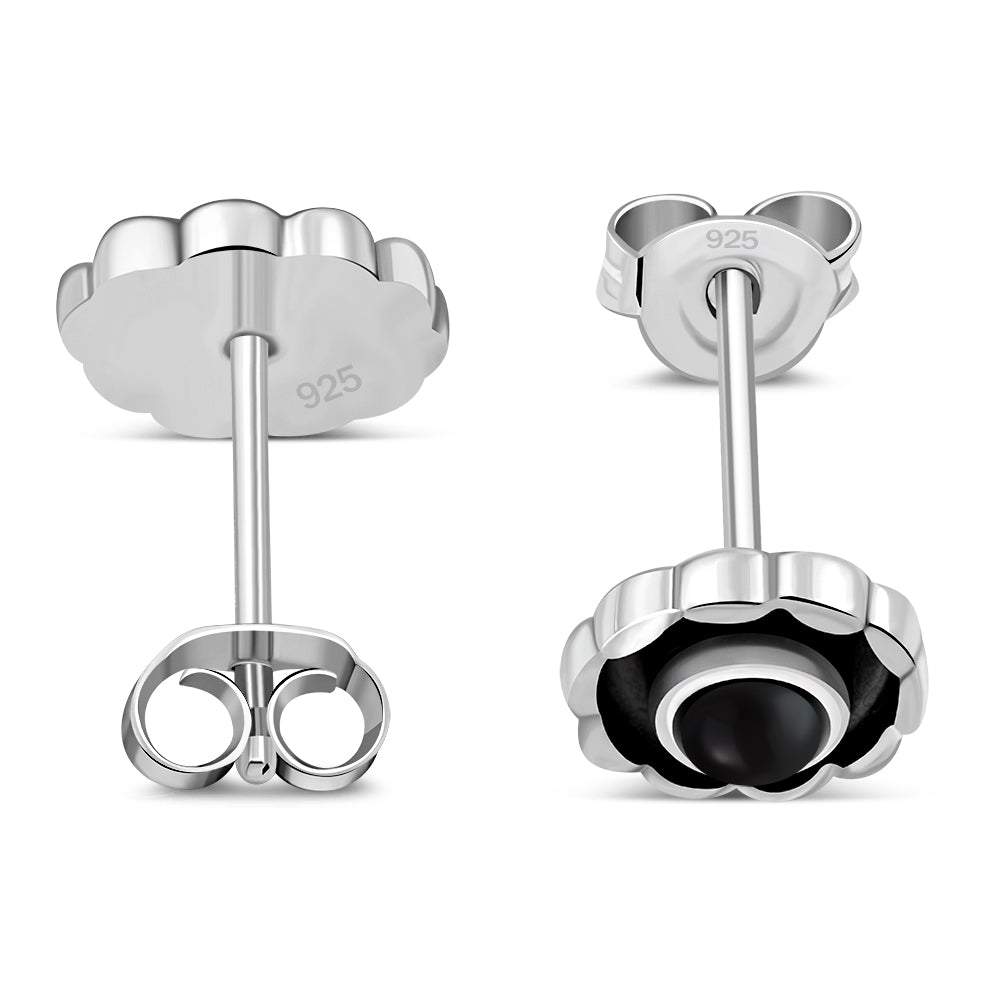Black Onyx Sterling Silver Stud Earrings