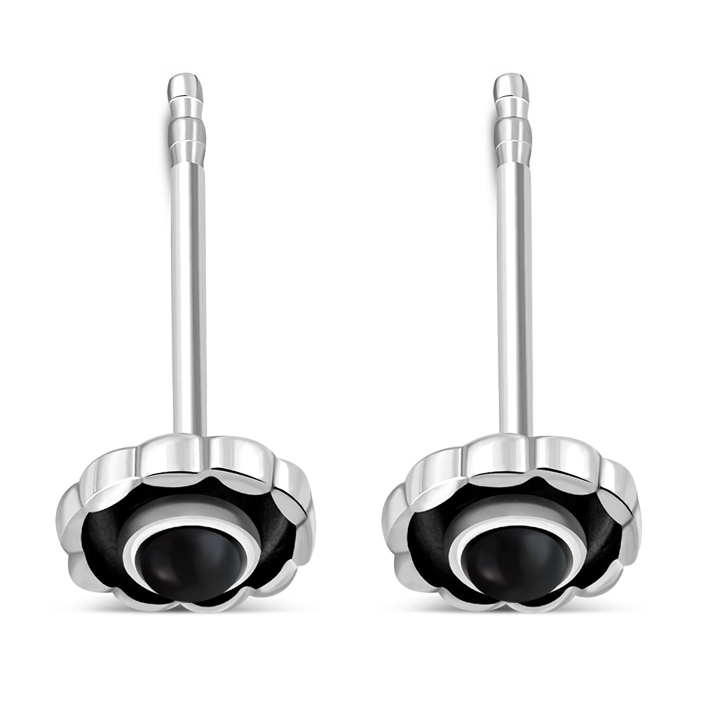 Black Onyx Sterling Silver Stud Earrings