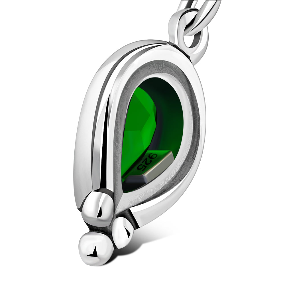 Ethnic Style Silver Earrings w Green CZ
