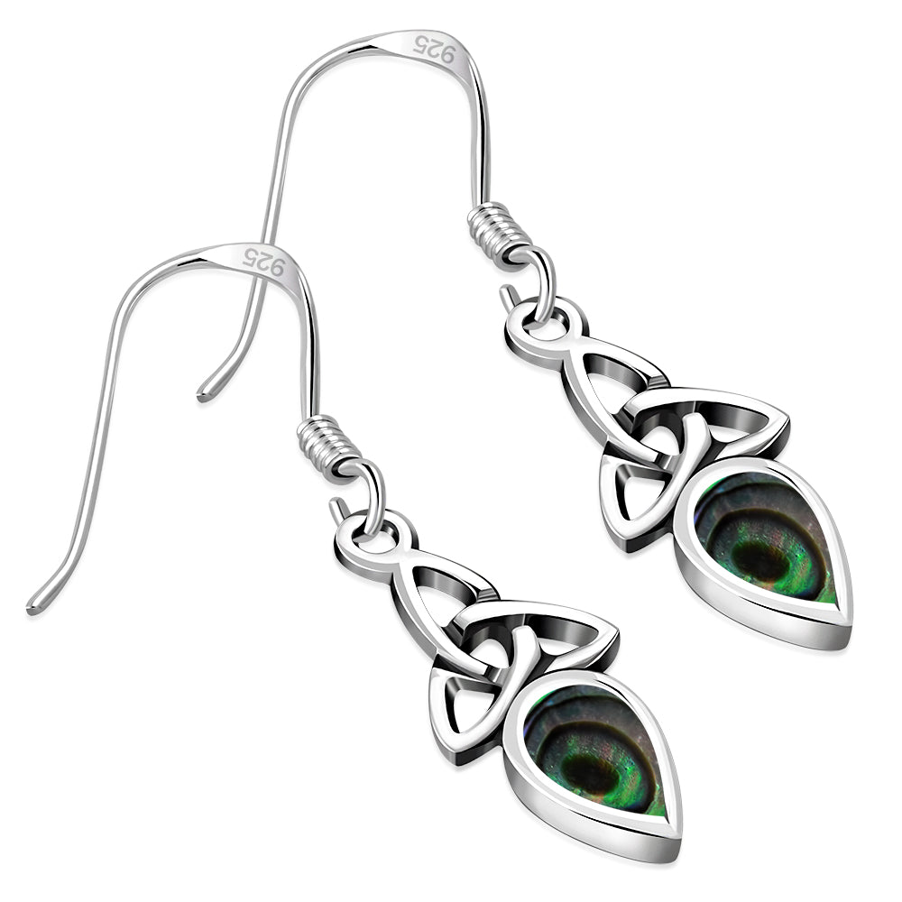 Abalone Shell Celtic Trinity Silver Earrings