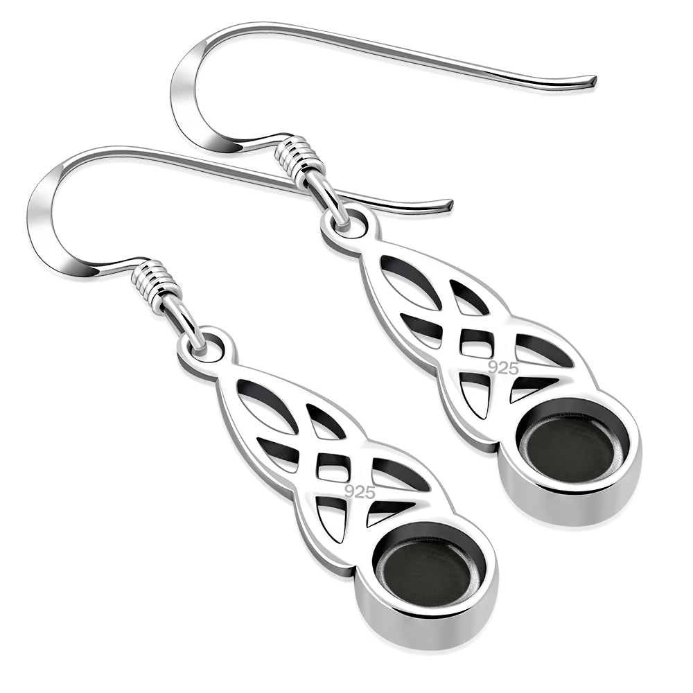 Black Onyx Celtic Silver Earrings