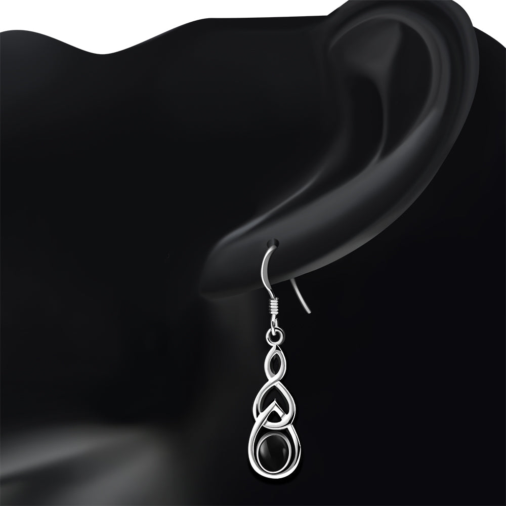 Black Onyx Celtic Knot Silver Earrings