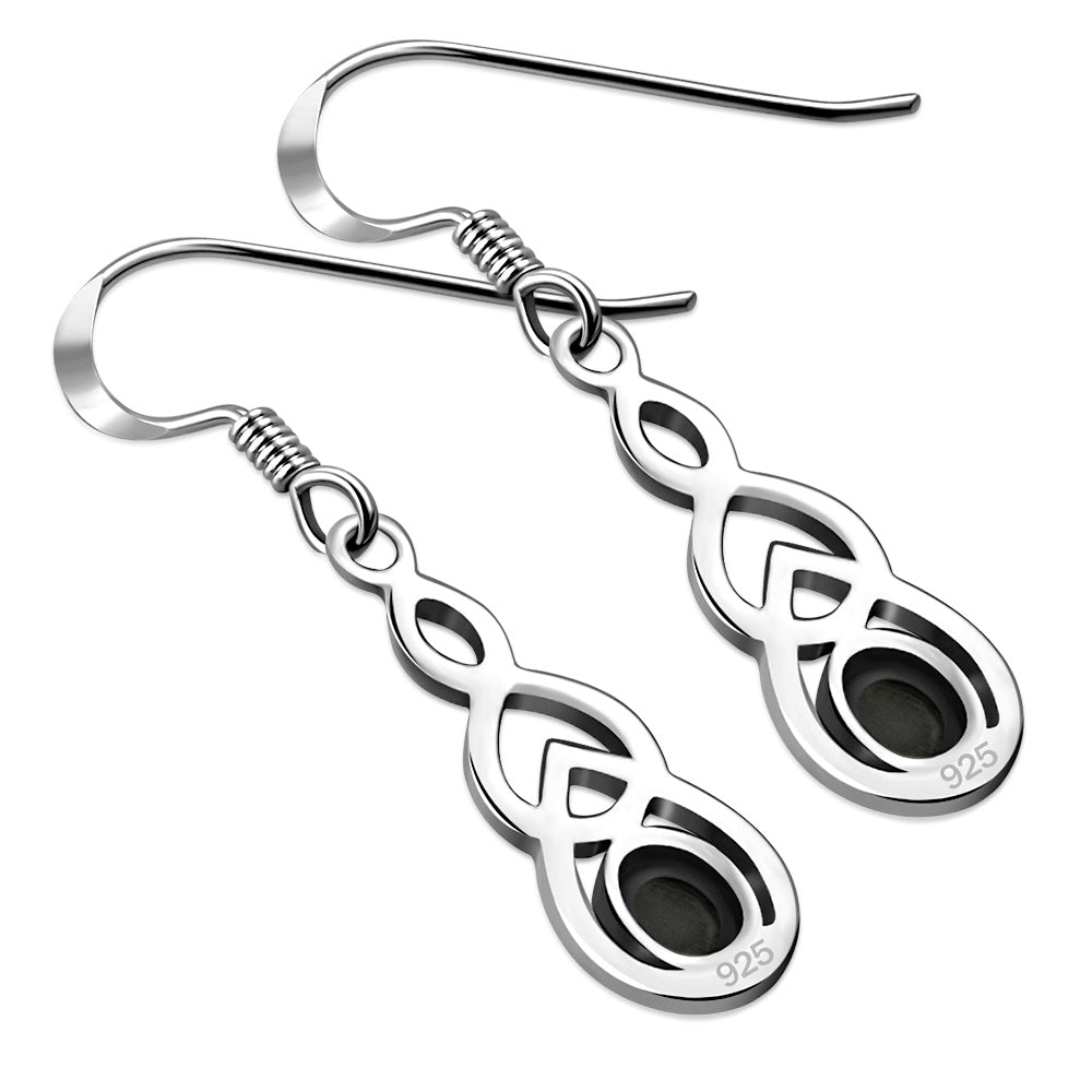 Black Onyx Celtic Knot Silver Earrings