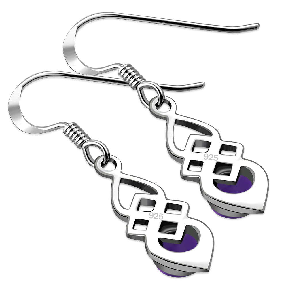 Amethyst Stone Celtic Silver Earrings