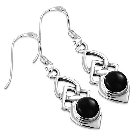 Black Onyx Celtic Silver Earrings