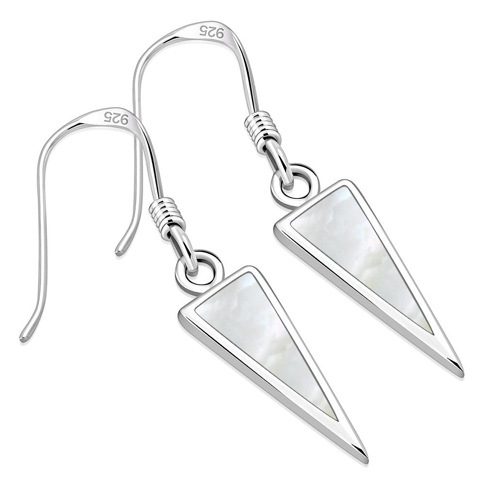 Mother of Pearl Triangle Sterling Silver Earrings