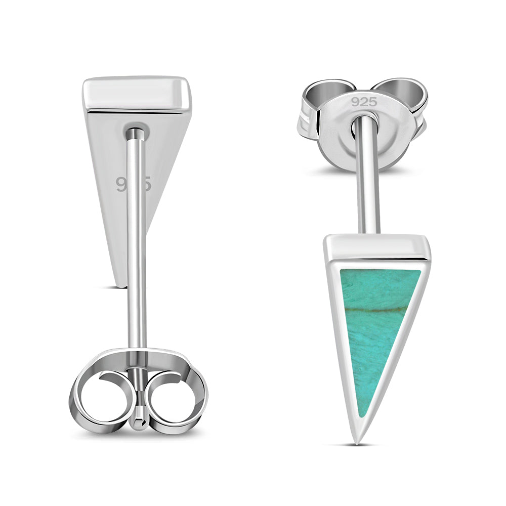 Turquoise Triangle Sterling Silver Stud Earrings