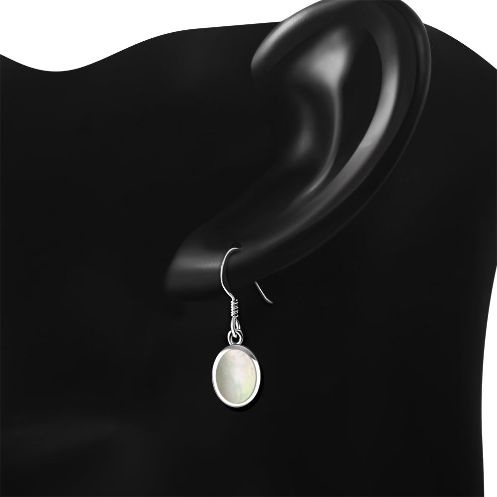 Mother of Pearl Oval Silver Earrings