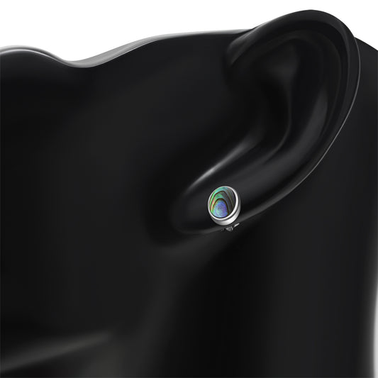 Abalone Shell Oval Stud Silver Earrings