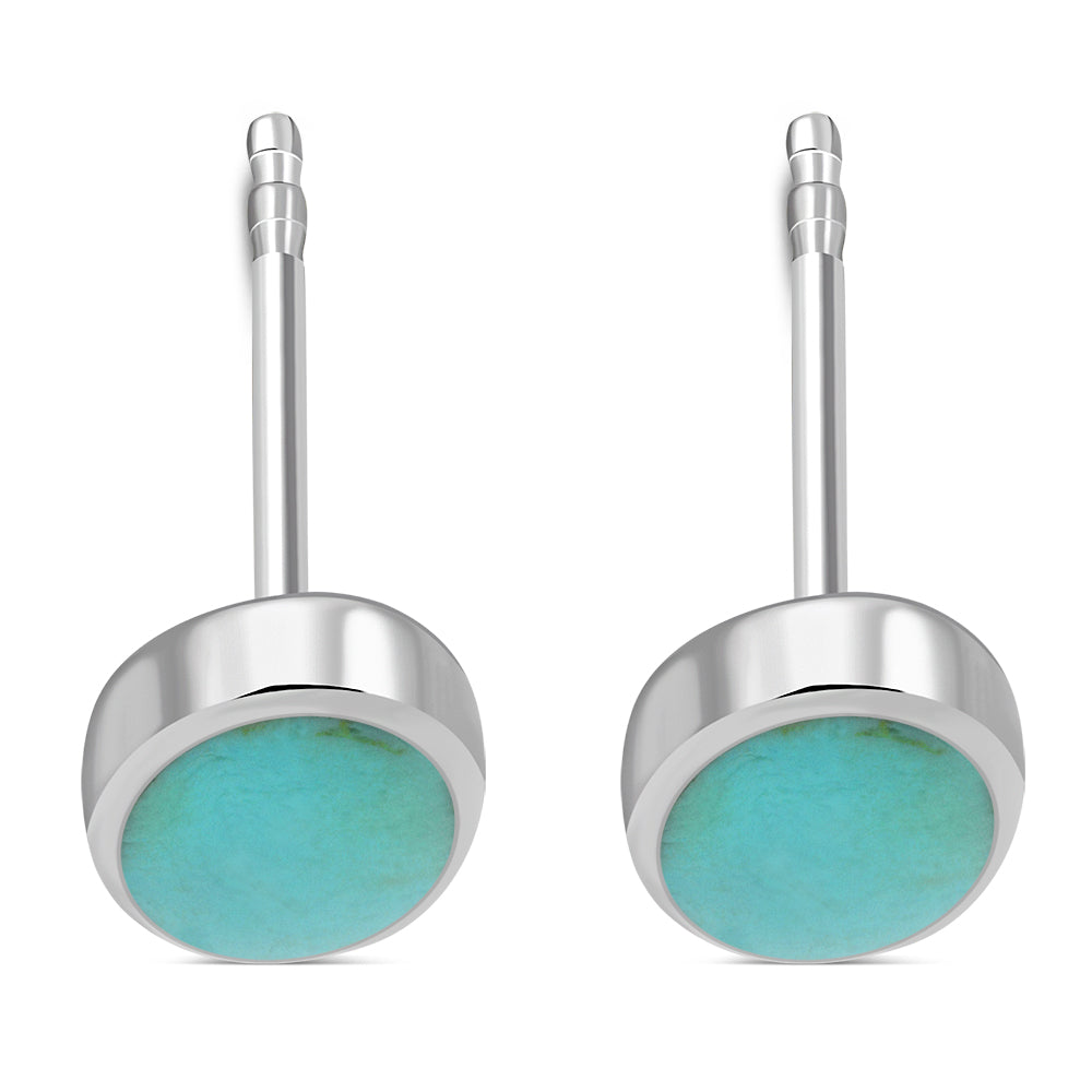 Turquoise Oval Stud Silver Earrings