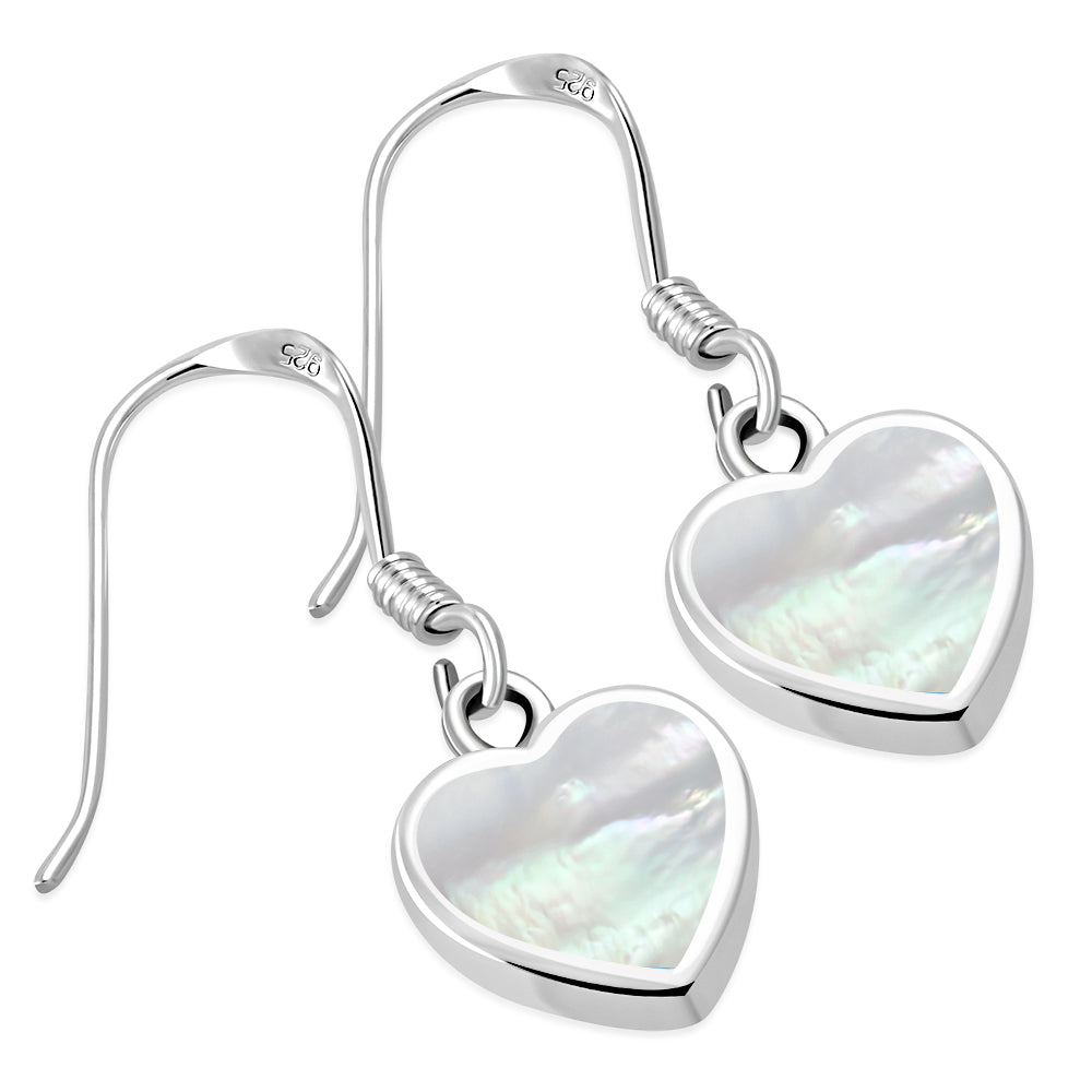 Mother of Pearl Heart Silver Earrings