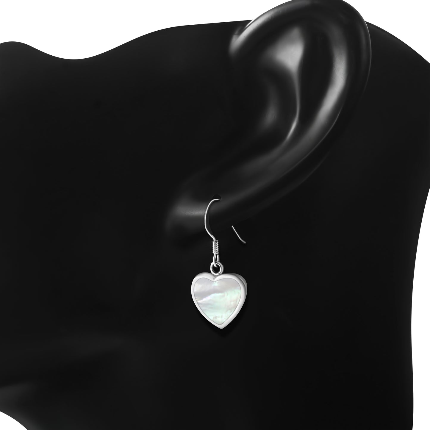 Mother of Pearl Heart Silver Earrings