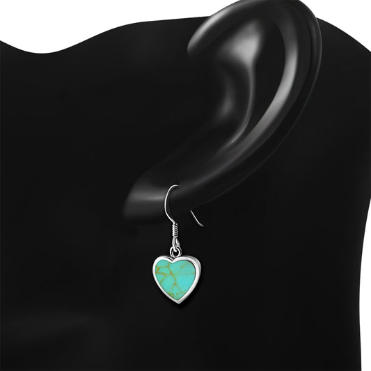 Turquoise Heart Sterling Silver Earrings