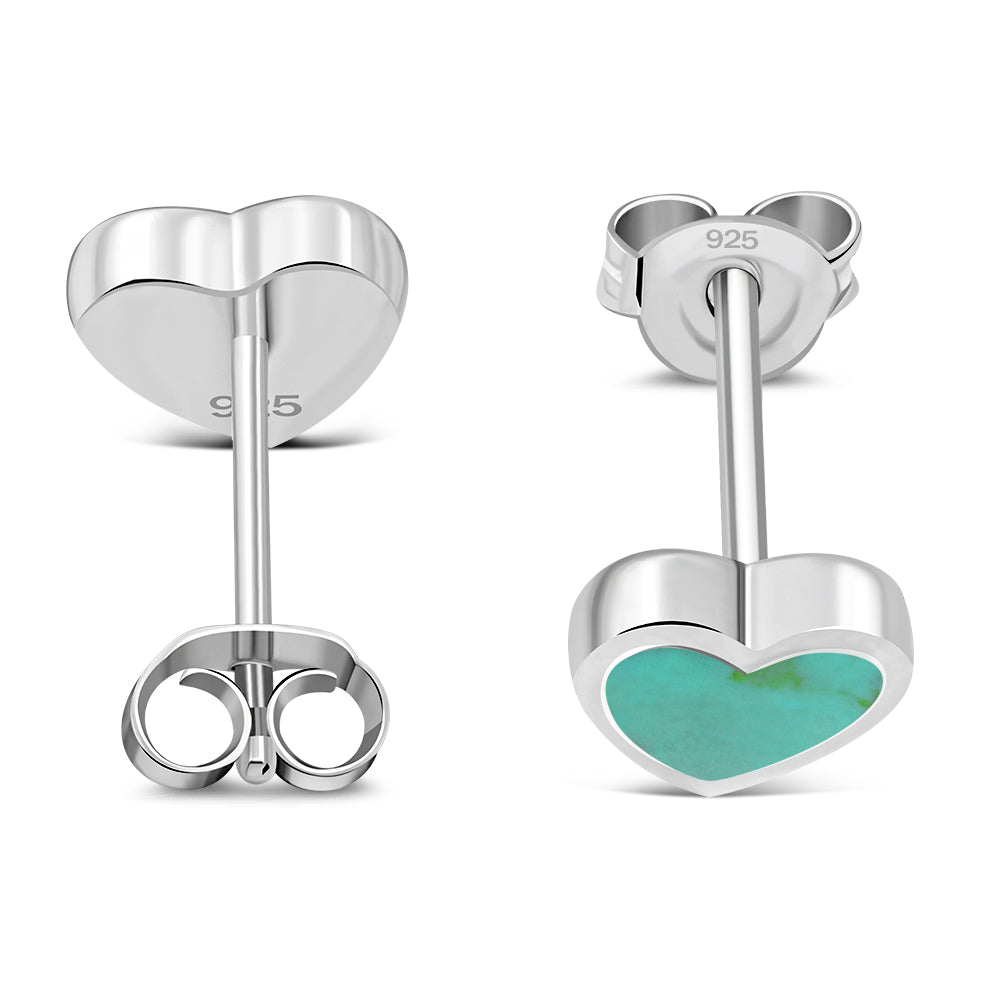 Turquoise Heart Stud Silver Earrings
