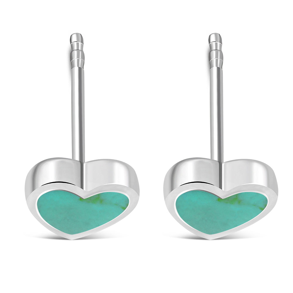 Turquoise Heart Stud Silver Earrings