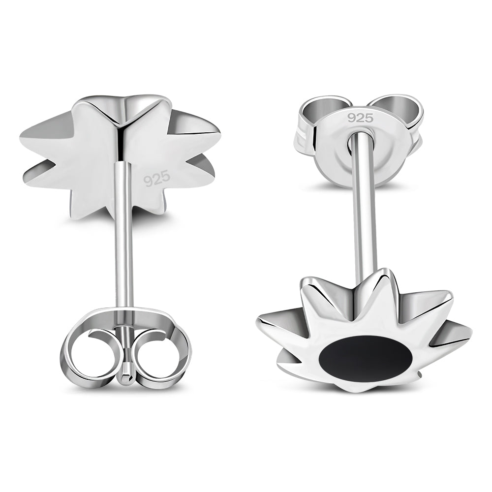 Black Onyx Stud Silver Earrings