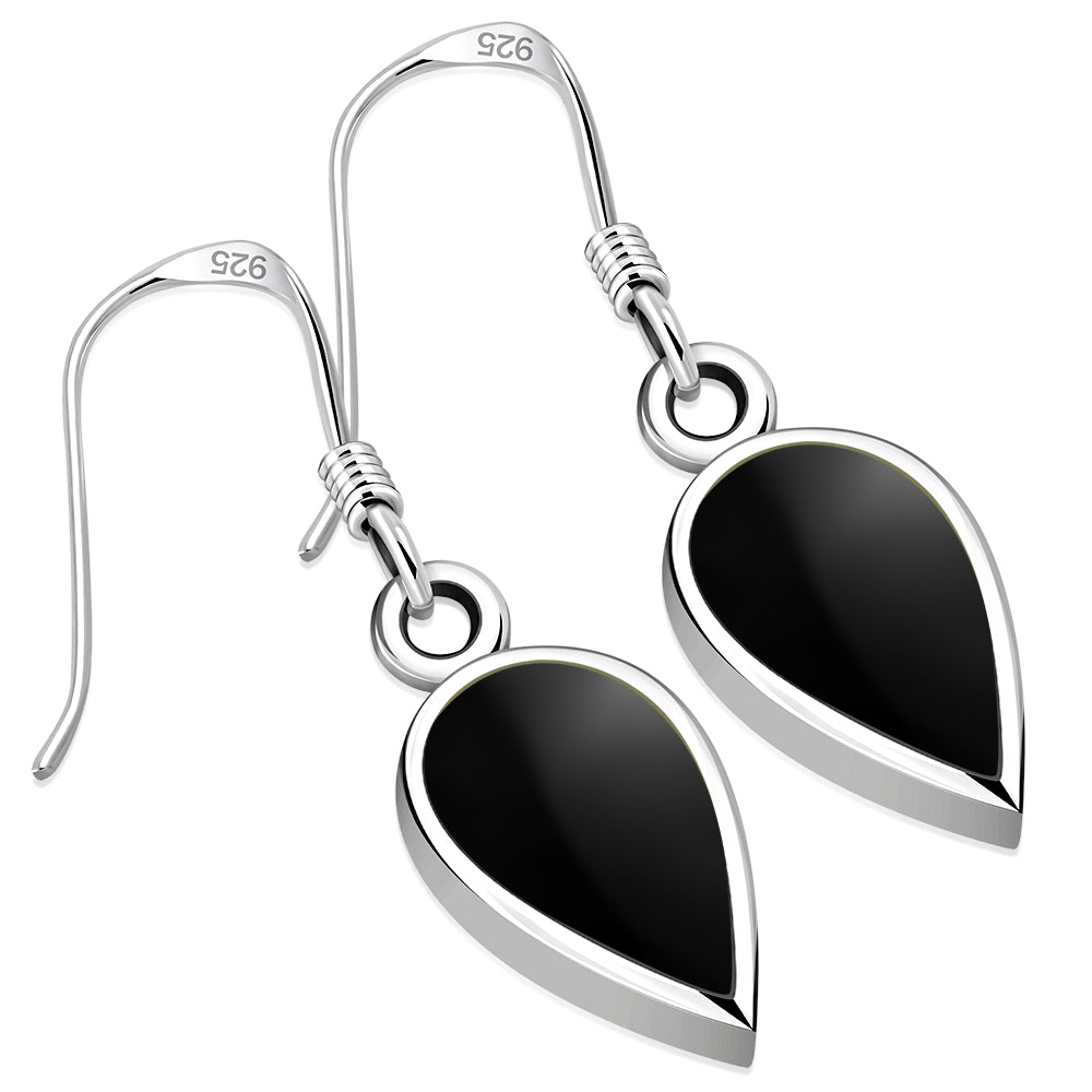 Black Onyx Drop Sterling Silver Earrings