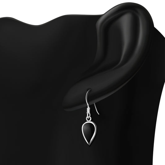 Black Onyx Drop Sterling Silver Earrings