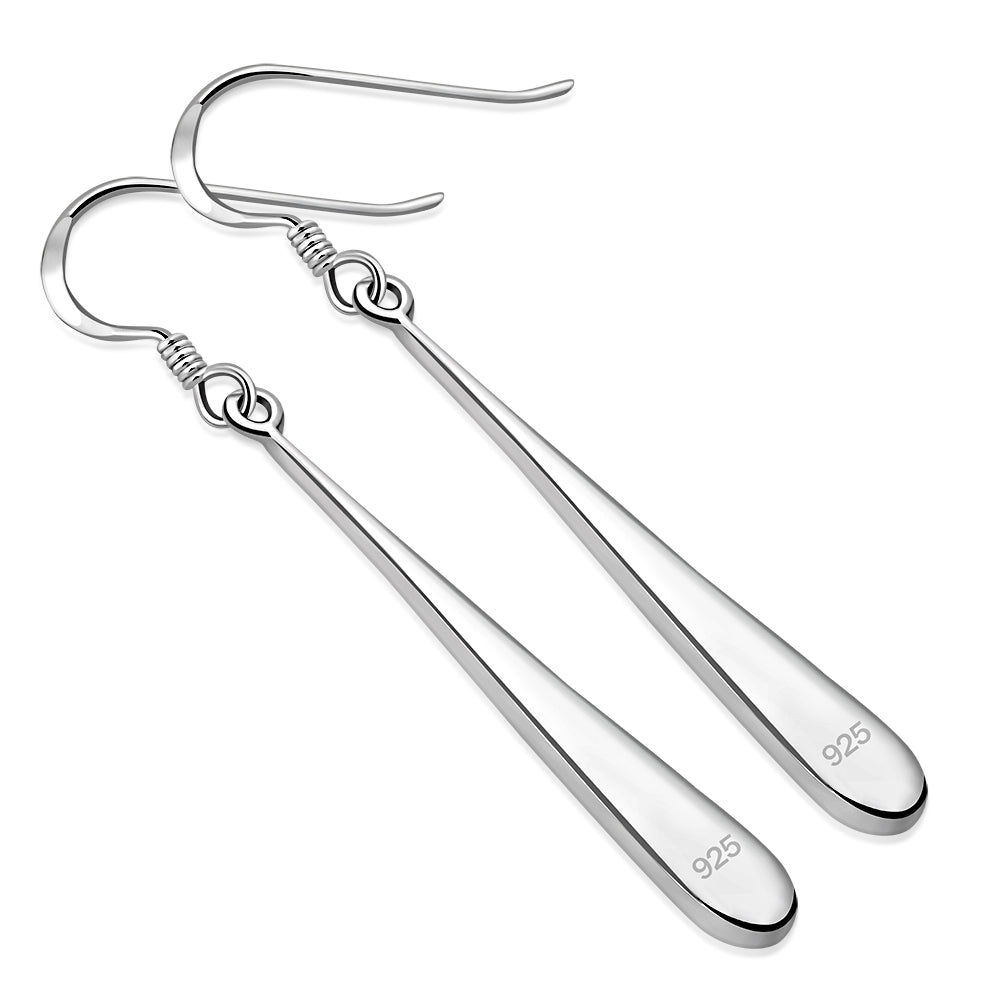 Reconstituted Turquoise Long Drop Sterling Silver Earrings