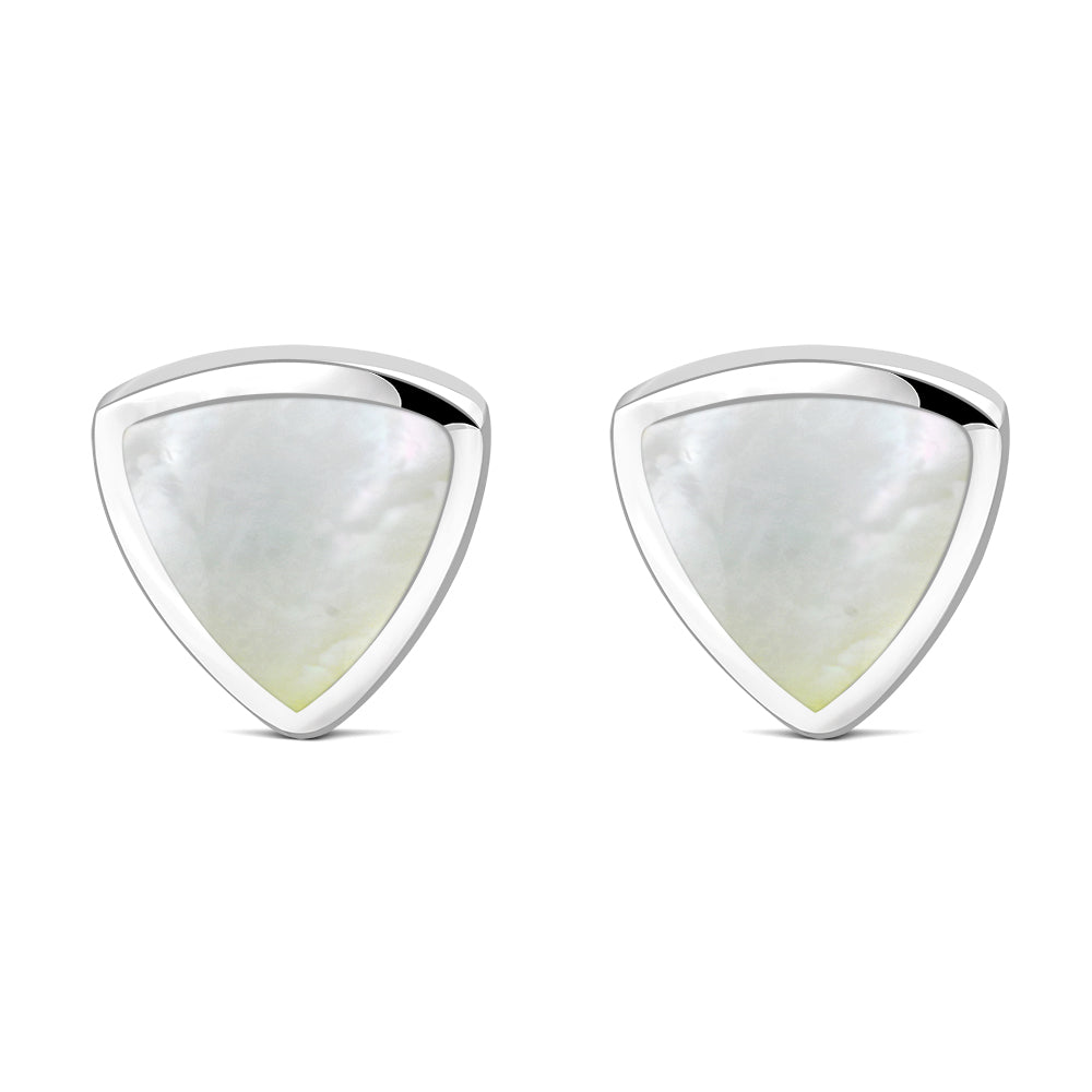9.50mm | Mother of Pearl Triangle Stud Silver Earrings