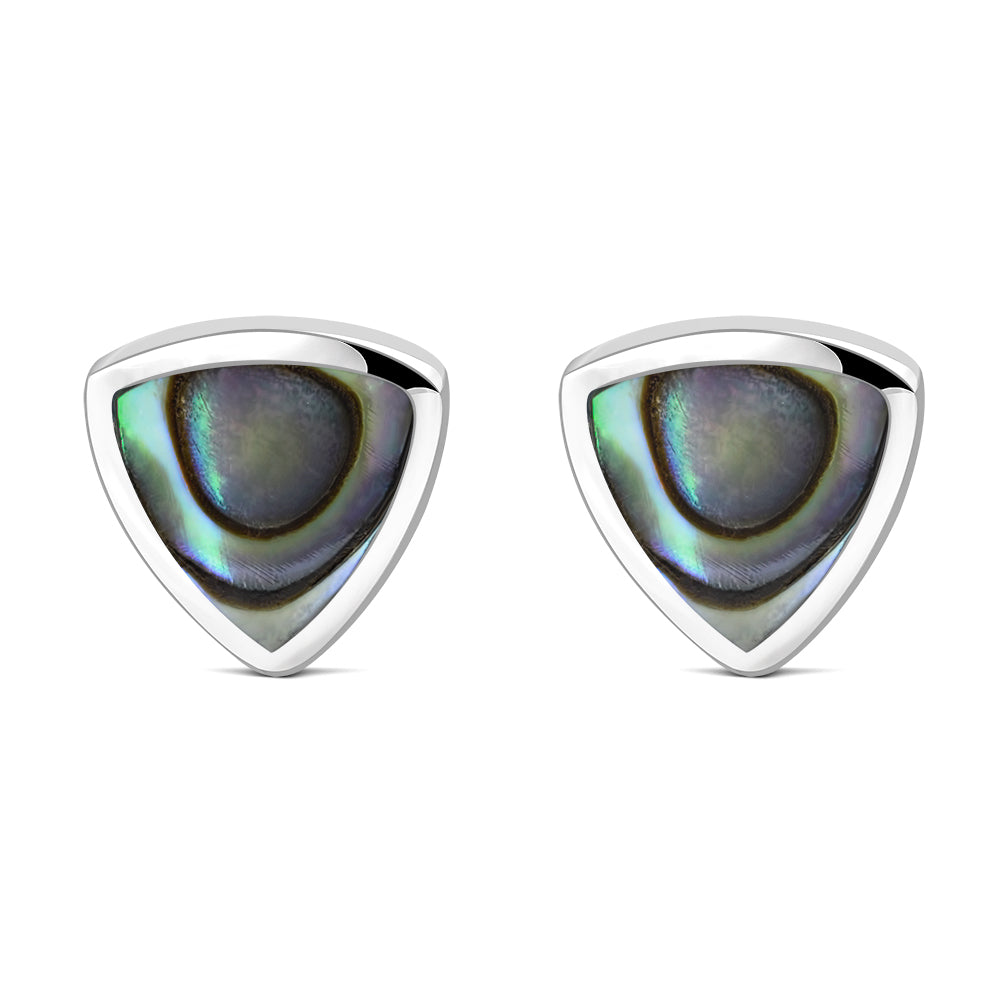 9.50mm | Abalone Shell Triangle Stud Silver Earrings