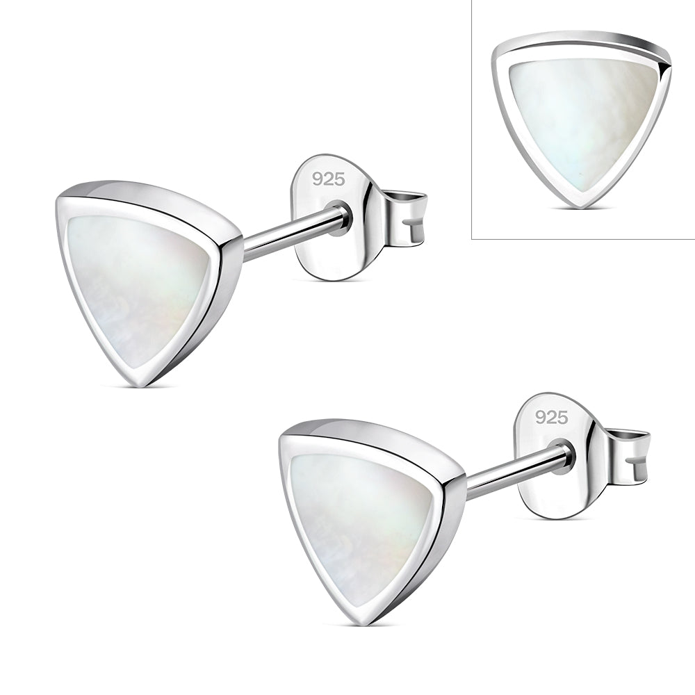 5.00mm | Mother of Pearl Triangle Stud Silver Earrings