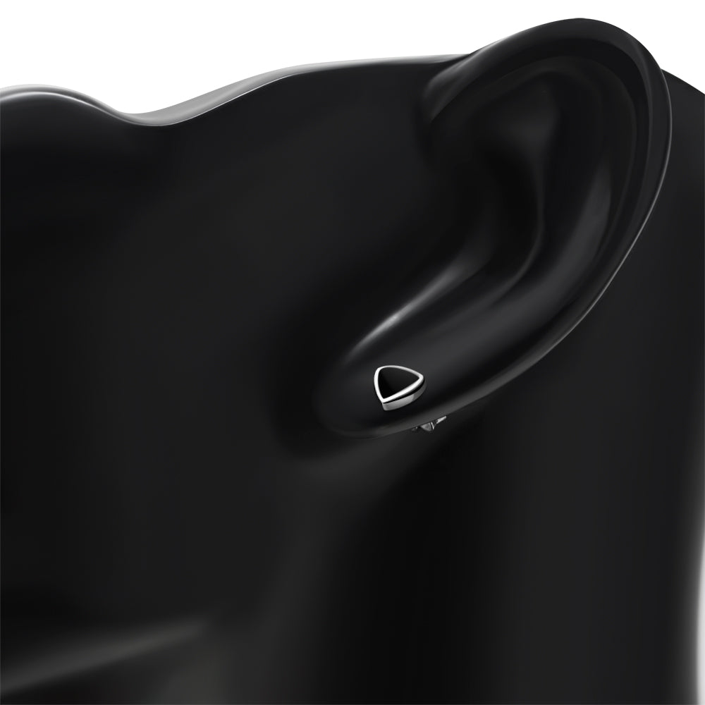 5.00mm | Black Onyx Small Triangle Stud Silver Earrings