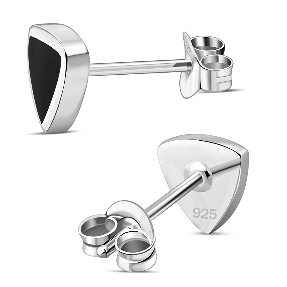 5.00mm | Black Onyx Small Triangle Stud Silver Earrings