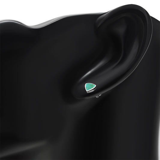 Turquoise Triangle Stud Silver Earrings