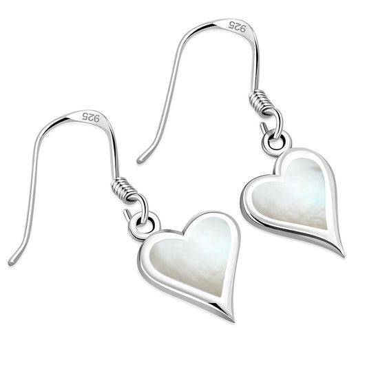 Mother of Pearl Heart Silver Earrings