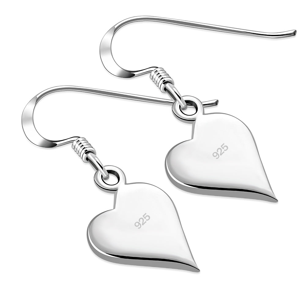 Mother of Pearl Heart Silver Earrings