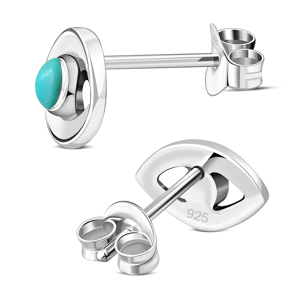 Turquoise Evil Eye Stud Silver Earrings