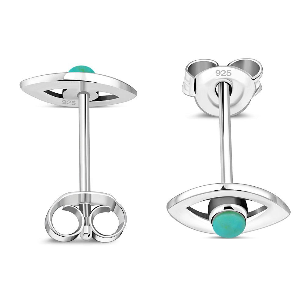 Turquoise Evil Eye Stud Silver Earrings