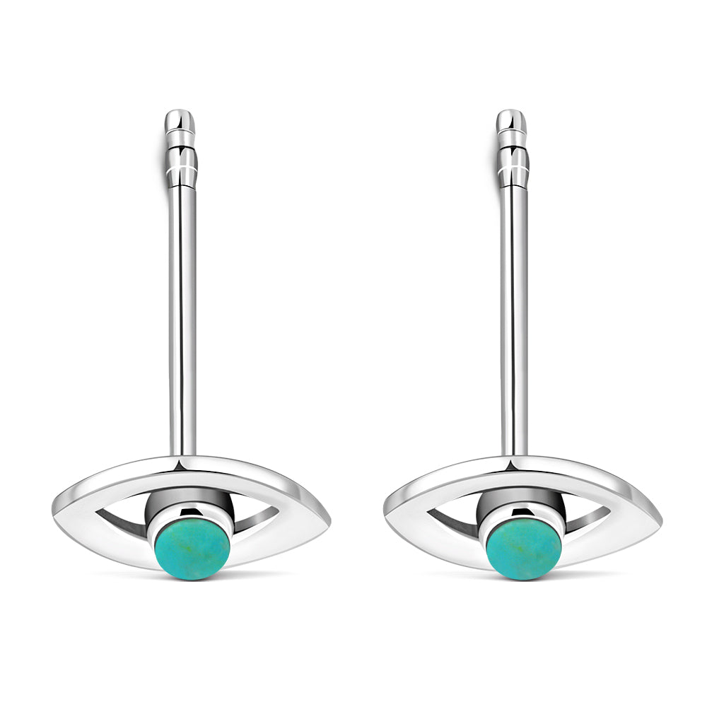 Turquoise Evil Eye Stud Silver Earrings