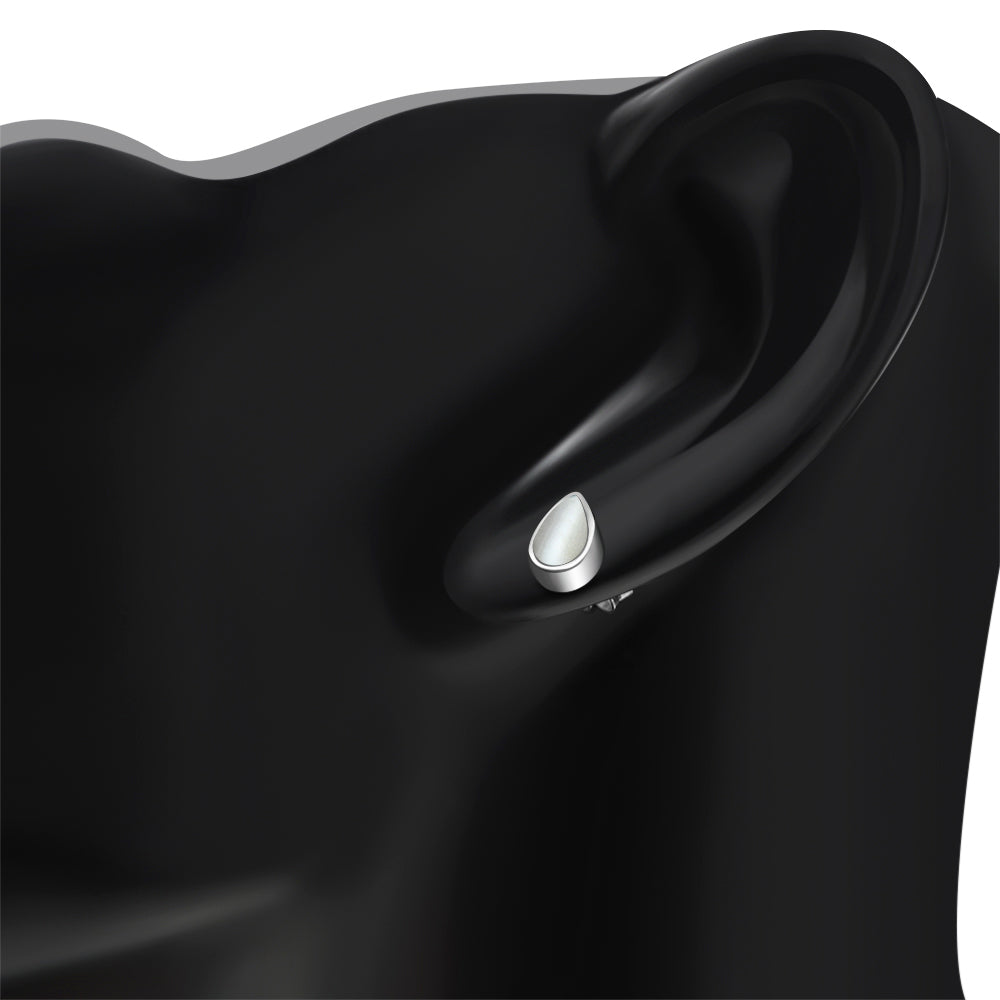 Mother of Pearl Drop Silver Stud Earrings