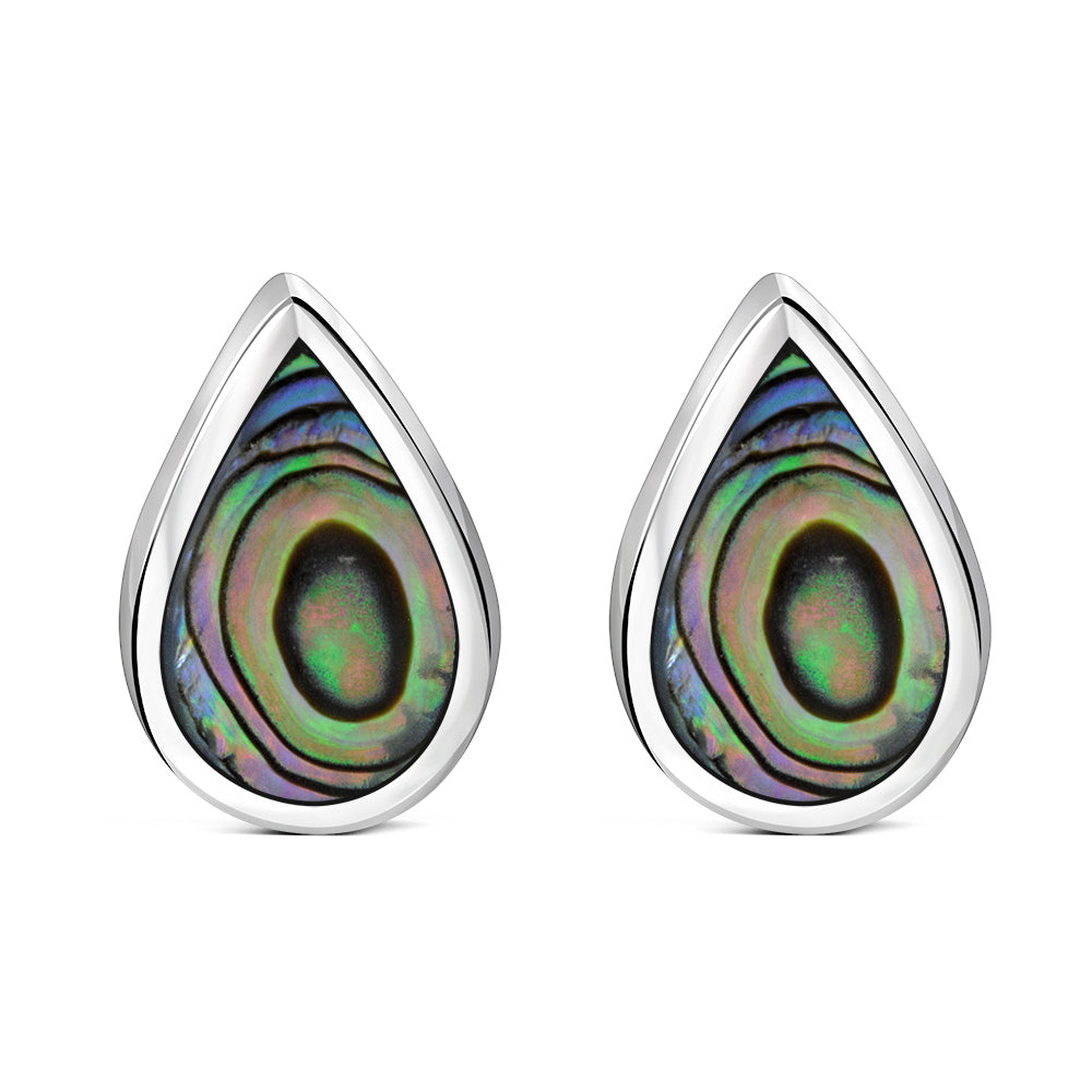 Abalone Shell Drop Silver Stud Earrings