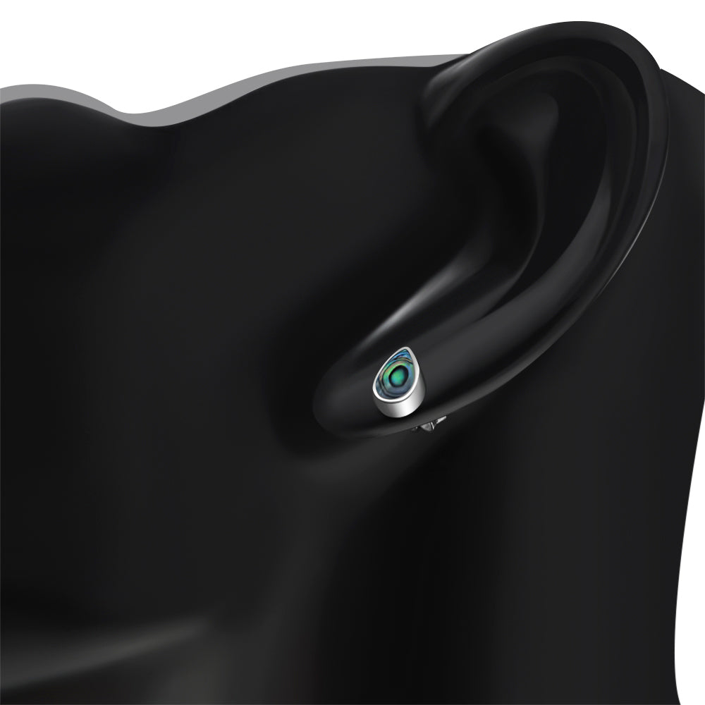 Abalone Shell Drop Silver Stud Earrings