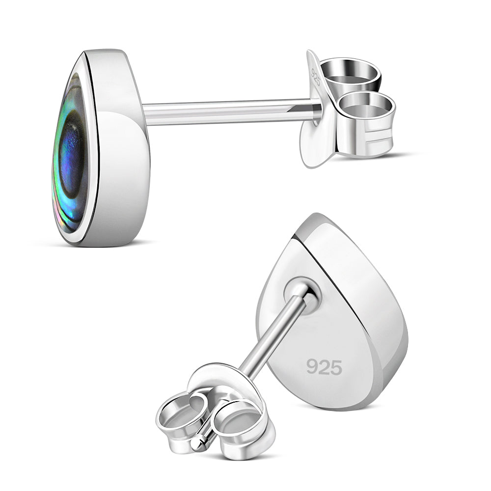 Abalone Shell Drop Silver Stud Earrings