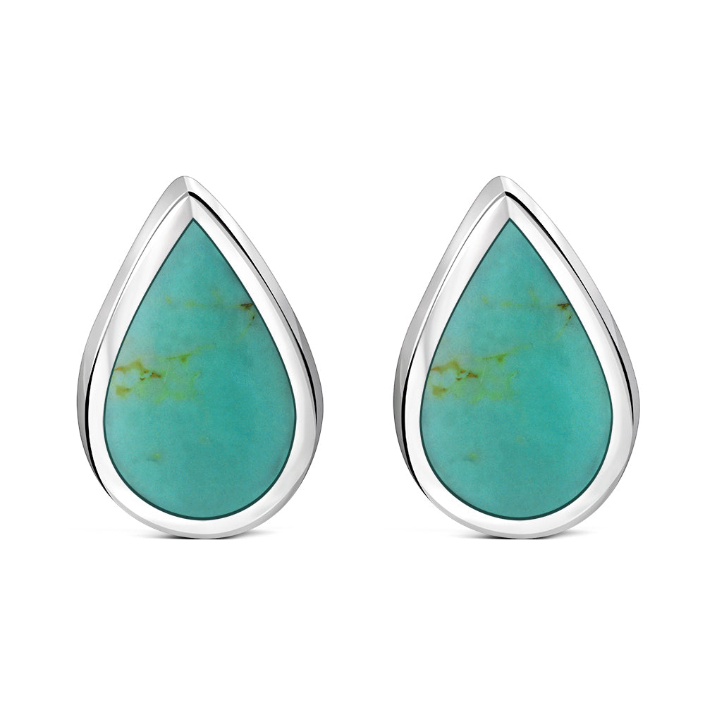 Turquoise Drop Silver Stud Earrings