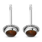 Round Baltic Amber Stud Silver Earrings