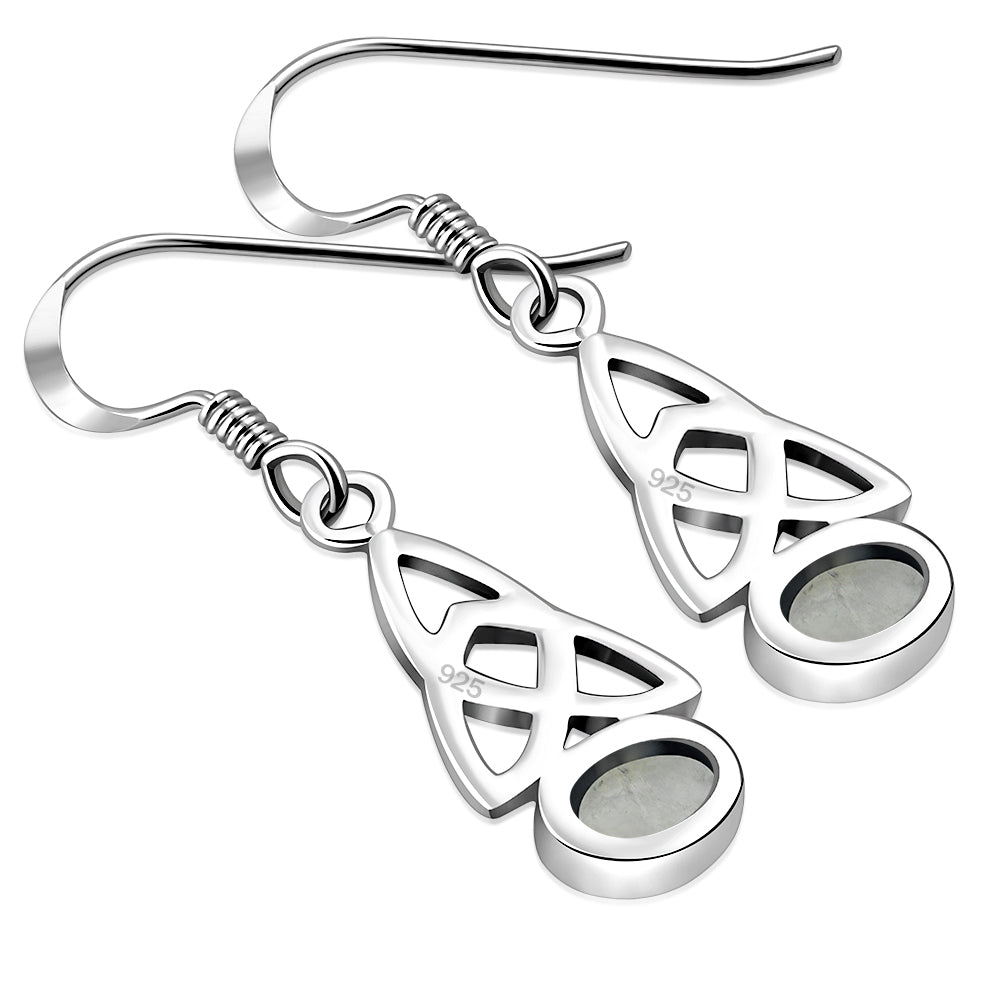 Rainbow Moonstone Trinity Knot Silver Earrings