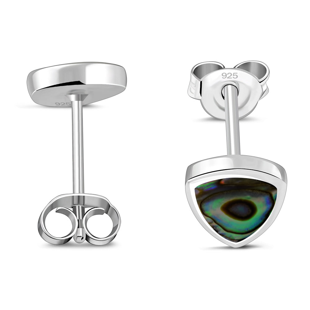 7.00mm | Abalone Shell Reuleaux Triangle Silver Stud Earrings