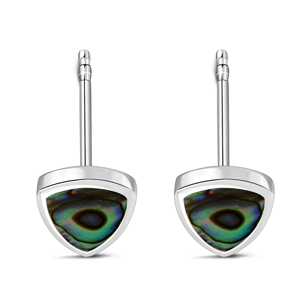 7.00mm | Abalone Shell Reuleaux Triangle Silver Stud Earrings